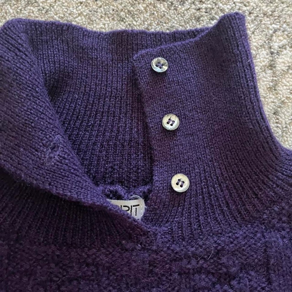 Y2K Esprit knit wool pullover button neck textured fisherman sweater - Picture 3 of 6
